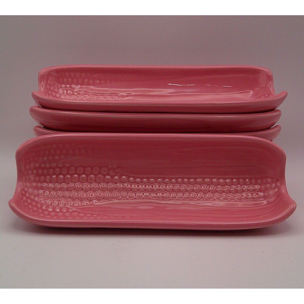 Pfaltzgraff Stoneware Corn on the Cobb Holder Pink Made in USA